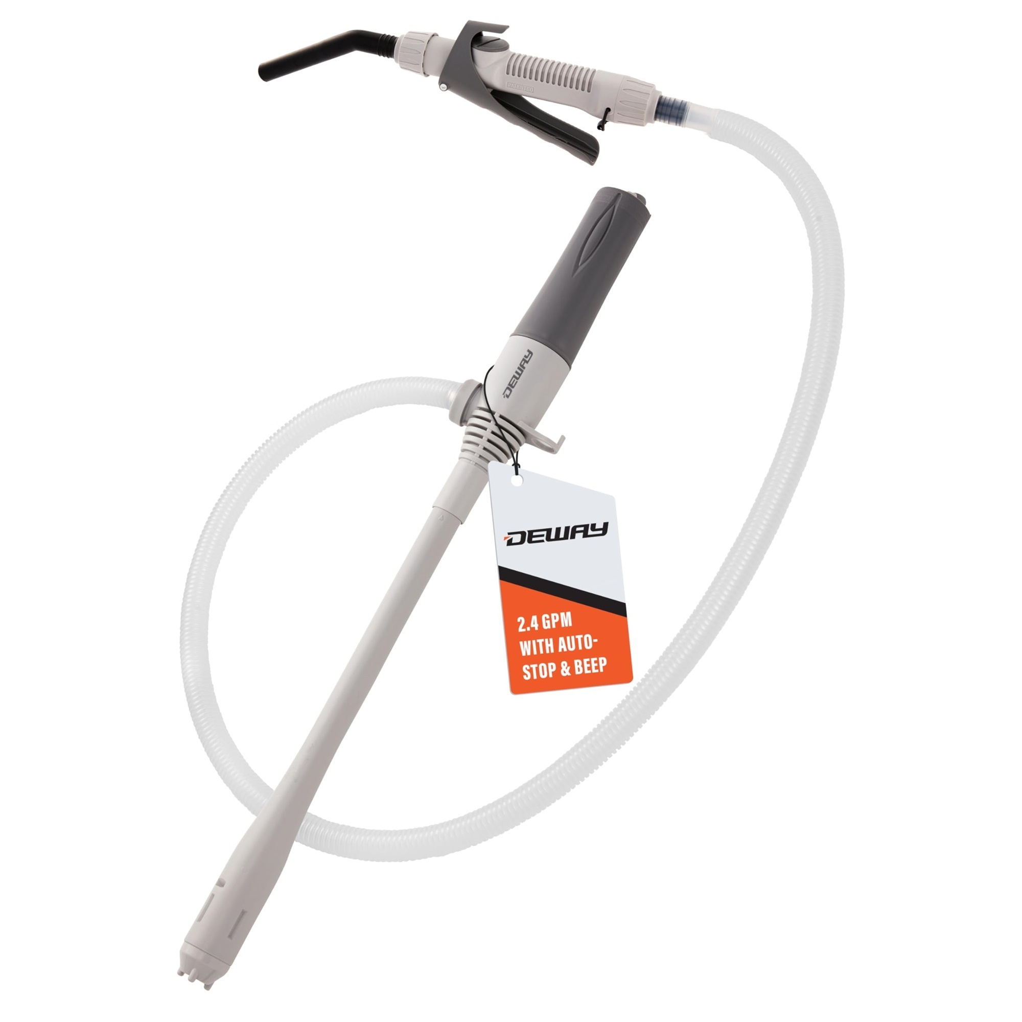 Deway Small Fuel Transfer Pump with Control Nozzle — D Battery Powered, 15in., 2.4 GPM, Model# WAYSFPD15HN